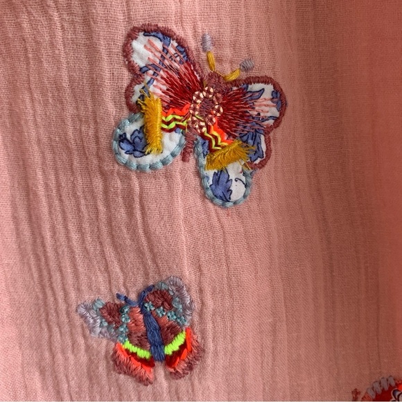 Cotton Gauzy Embroidered Dress Girl’s Size 5/6 in Soft Dusty Rose - Picture 3 of 6